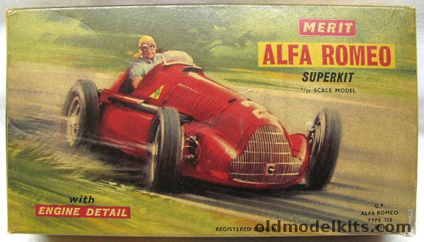 Merit 1/24 1950 Alfa Romeo Type 158  - Super Kit With Engine Detail, 4601 plastic model kit